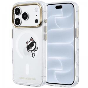 Θήκη PC/TPU Karl Lagerfeld Apple iPhone 18 Pro/ 17 Pro Magsafe IML Peekaboo Print & Metal Frame Choupette Διάφανο