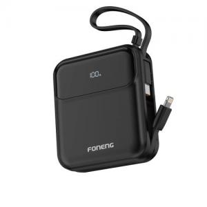 Φορτιστής Ανάγκης Foneng PX111 Mini PD 22.5W 10000mAh με 2 Ενσωματωμένα Καλώδια Μαύρο