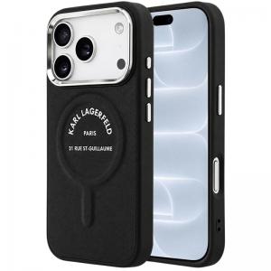 Θήκη TPU Karl Lagerfeld Apple iPhone 18 Pro/ 17 Pro MagSafe Leather Ring RSG Logo Μαύρο