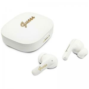 True Wireless Ακουστικά Bluetooth Guess Script Metal Logo 4G Λευκό