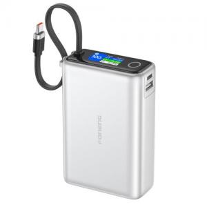 Φορτιστής Ανάγκης Foneng PX132 65W 20000mAh με 3 Θύρες & Έγχρωμη Οθόνη Ασημί