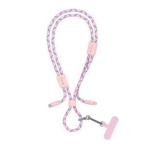 Καλώδιο Σύνδεσης USB 2.0 Woven Adjustable Lanyard Devia EC429 USB C σε Lightning PD 27W 1.6m Cable Pro5 Ροζ