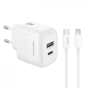 XO L137 (EU) PD20W/QC18W (1 USB-A + 1 USB-C) FAST CHARGING CHARGER WITH LIGHTNING CABLE (NB189A)