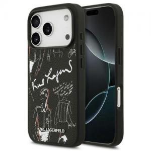 Θήκη TPU Karl Lagerfeld Apple iPhone 17 Pro Hardcase Grained Pattern Logo Μαύρο