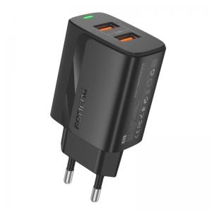 Φορτιστής Ταξιδίου Ταχείας Φόρτισης Foneng EU63 με Διπλή Έξοδο 2xUSB Α 12W 2.4A Μαύρο