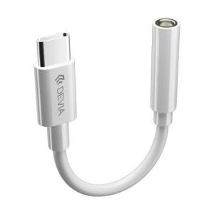 Αντάπτορας Devia EC608 USB C Αρσενικό σε 3.5mm Θηλυκό για Φόρτιση & Hands Free Smart Λευκό