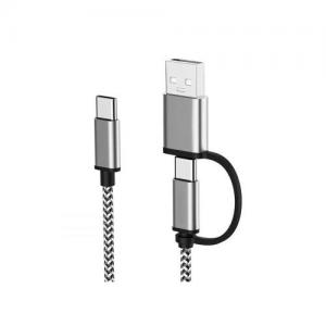 Καλώδιο Σύνδεσης USB 2.0 2 σε 1 USB C σε USB C ή USB A 2.4A 1m Μαύρο-Λευκό (Ασυσκεύαστο)