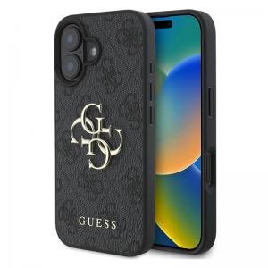Θήκη PU Guess Apple iPhone 16 Hardcase Big Logo 4G Μαύρο
