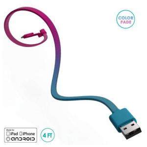 Καλώδιο Σύνδεσης USB 2.0 BuQu CORDZ Duo USB A σε Micro USB & Lightning 1.2m Ροζ - Γαλάζιο