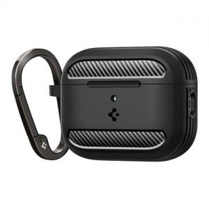 Θήκη Σιλικόνης Spigen Rugged Armor Apple AirPods Pro 3 με Γάντζο Μαύρο
