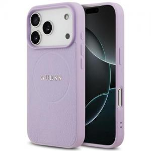 Θήκη PU Guess MagSafe Apple iPhone 17 Pro Max Grained Gold Ring Μωβ