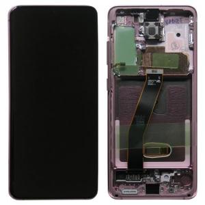 Οθόνη με Touch Screen & Μπροστινή Πρόσοψη Samsung G980F Galaxy S20 Ροζ (Original)