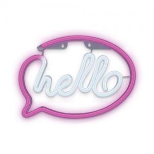 Neon LED Forever Light FLNE15 HELLO (USB/Μπαταρίας & On/Off) Ροζ - Λευκό