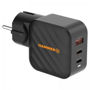 Φορτιστής Ταξιδίου Ταχείας Φόρτισης Hammer RapidCharge Duo με Τριπλή Έξοδο USB A & 2 x USB C PD 65W Μαύρο