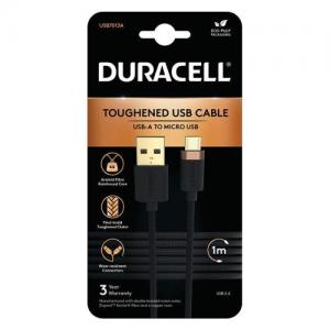 Καλώδιο Σύνδεσης USB 2.0 Duracell Braided Kevlar USB A σε Micro USB 1m Μαύρο