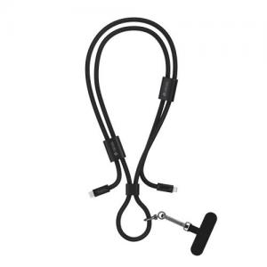 Καλώδιο Σύνδεσης USB 2.0 Woven Adjustable Lanyard Devia EC429 USB C σε Lightning PD 27W 1.6m Cable Pro5 Μαύρο