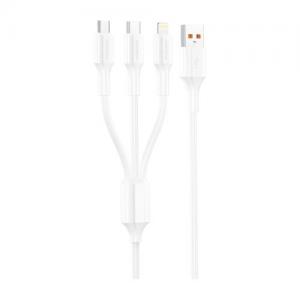 Καλώδιο Σύνδεσης USB 2.0 Foneng XS01 3in1 USB A σε micro USB & USB C & Lightning 3A 1.2m Λευκό