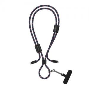 Καλώδιο Σύνδεσης USB 2.0 Woven Adjustable Lanyard Devia EC428 USB C σε USB C PD 60W 1.6m Cable Pro5 Σκούρο Μπλε