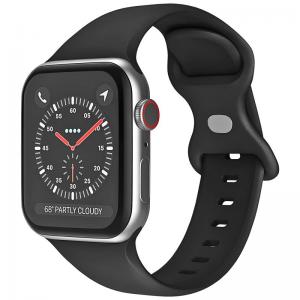 Λουράκι Σιλικόνης για Apple Watch 42/ 44/ 45/ 46/ 49mm Μαύρο (Ασυσκεύαστο)