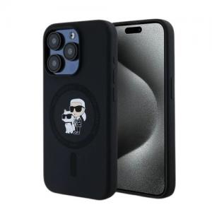 Θήκη Σιλικόνης Karl Lagerfeld iPhone 15 Pro Magsafe Karl & Choupette Heads Μαύρο