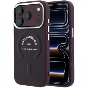 Θήκη TPU Karl Lagerfeld Apple iPhone 18 Pro Max/ 17 Pro Max MagSafe Leather Ring RSG Logo Μπορντώ