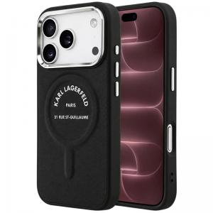 Θήκη TPU Karl Lagerfeld Apple iPhone 18 Pro Max/ 17 Pro Max MagSafe Leather Ring RSG Logo Μαύρο