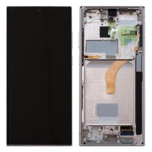 Οθόνη με Touch Screen & Μπροστινή Πρόσοψη Samsung S908B Galaxy S22 Ultra 5G Λευκό (Original)