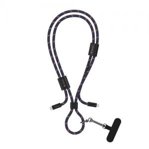 Καλώδιο Σύνδεσης USB 2.0 Woven Adjustable Lanyard Devia EC429 USB C σε Lightning PD 27W 1.6m Cable Pro5 Σκούρο Μπλε