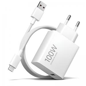 Φορτιστής Ταξιδίου Ταχείας Φόρτισης Xiaomi Combo με Έξοδο USB A 100W & Καλώδιο USB C 1m Λευκό