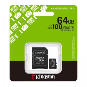 Κάρτα μνήμης Micro SDHC C10 UHS-I U1 Kingston Canvas Select Plus 100MB/s 64Gb + 1 ADP