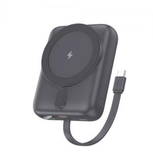 Φορτιστής Ανάγκης Foneng PX121 Magnetic Wireless 22.5W 10000mAh με Ενσωματωμένο Καλώδιο Σκούρο Γκρι