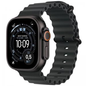 Apple Watch Ultra 3 49mm LTE Black Titanium με Band Ocean Medium Μαύρο