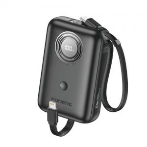 Φορτιστής Ανάγκης Foneng PX105 Mini 22.5W 10000mAh με 2 Ενσωματωμένα Καλώδια Μαύρο