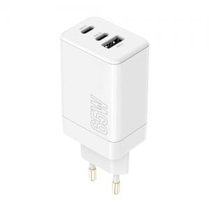 Φορτιστής Ταξιδίου Ταχείας Φόρτισης Maxlife MXTC-08-65ACC με Τριπλή Έξοδο USB A & 2xUSB C PD QC 65W Λευκό