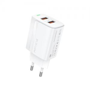 Φορτιστής Ταξιδίου Ταχείας Φόρτισης Foneng EU63 με Διπλή Έξοδο 2xUSB A 12W 2.4A Λευκό