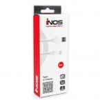 Καλώδιο Σύνδεσης USB 2.0 inos USB A σε Micro USB 10W 2m Λευκό