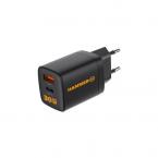 Φορτιστής Ταξιδίου Ταχείας Φόρτισης Hammer RapidCharge Duo με Διπλή Έξοδο USB A & USB C PD 30W Μαύρο