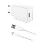 Φορτιστής Ταξιδίου inos με Έξοδο USB A 12W & Micro USB Καλώδιο 1m Λευκό