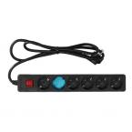 Πολύπριζο GSC 6 Θέσεων με Διακόπτη & Καλώδιο 1.5m (3 x 1.5mm) Μαύρο