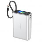 Φορτιστής Ανάγκης Foneng PX132 65W 20000mAh με 3 Θύρες & Έγχρωμη Οθόνη Ασημί