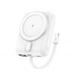 Φορτιστής Ανάγκης Foneng PX121 Magnetic Wireless 22.5W 10000mAh με Ενσωματωμένο Καλώδιο Ασημί