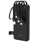 Φορτιστής Ανάγκης Dudao K11 10W 10000mAh με 4 Ενσωματωμένα Καλώδια Μαύρο