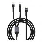 Καλώδιο Σύνδεσης USB 2.0 2in1 Braided Devia EC648 USB C σε USB C & Lightning PD 12W+60W 1.2m Extreme Μαύρο