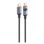 Καλώδιο Σύνδεσης USB 2.0 Foneng X116 Power Display Aluminum Alloy Braided USB C σε USB C 60W 1.2m Μαύρο