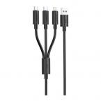Καλώδιο Σύνδεσης USB 2.0 Foneng XS07 3in1 USB A σε micro USB & USB C & Lightning 3A 1.2m Μαύρο