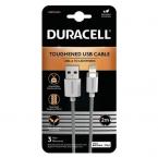 Καλώδιο Σύνδεσης USB 2.0 Duracell Braided Kevlar USB A to MFI Lightning 2m Λευκό