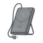 Φορτιστής Ανάγκης Foneng PX119 Magnetic Wireless 22.5W 10000mAh με Ενσωματωμένο Καλώδιο & Stand Σκούρο Γκρι