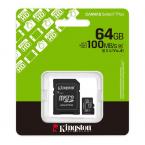 Κάρτα μνήμης Micro SDHC C10 UHS-I U1 Kingston Canvas Select Plus 100MB/s 64Gb + 1 ADP