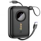 Φορτιστής Ανάγκης Dudao K14 22.5W 10000mAh PD με 2 Ενσωματωμένα Καλώδια Μαύρο